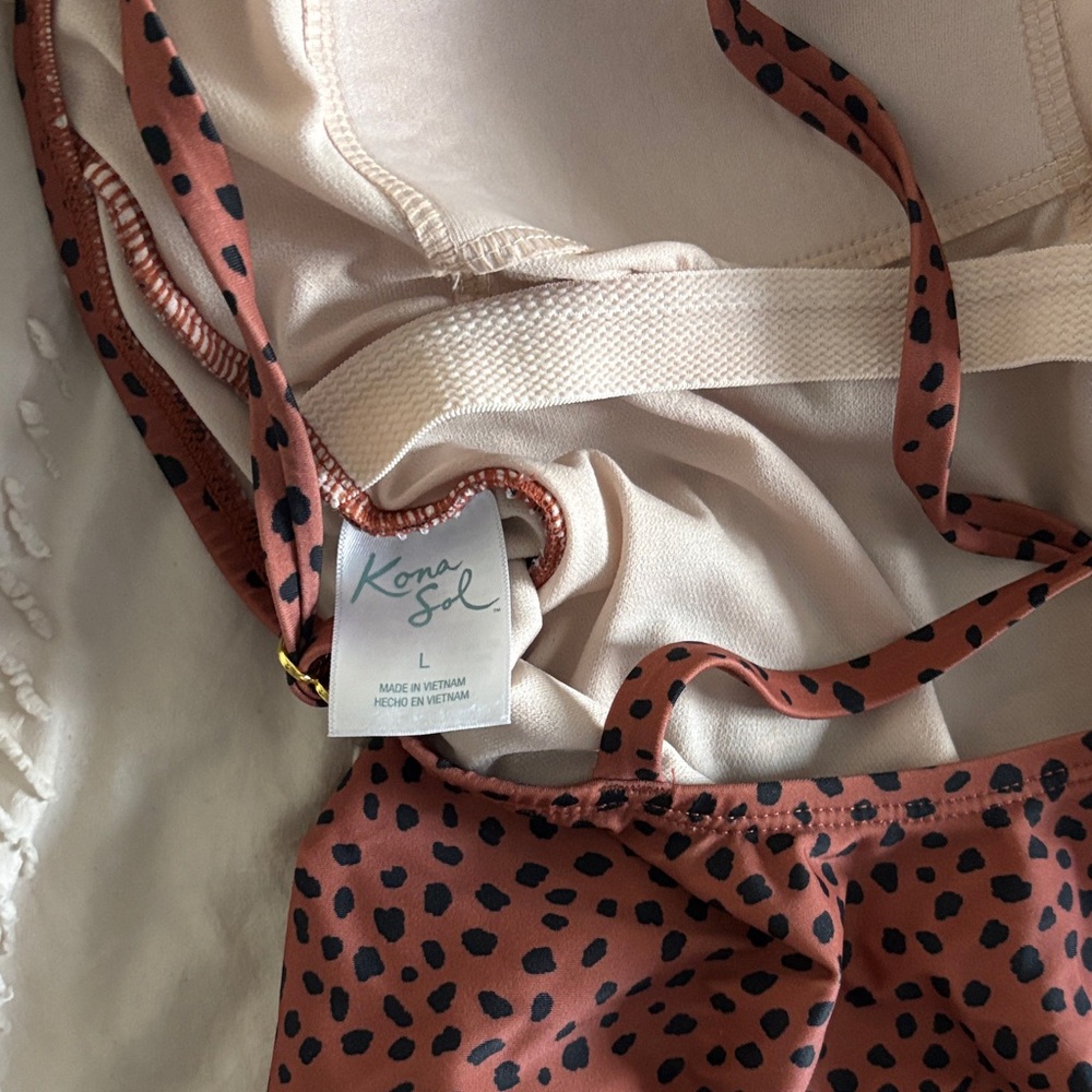 Kona Sol Rust and Black Spotted Swimsuit
